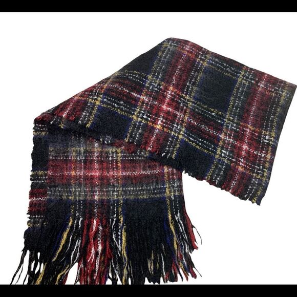 Steve Madden black red yellow blue warm soft fall winter unisex blanket scarf - Picture 4 of 9